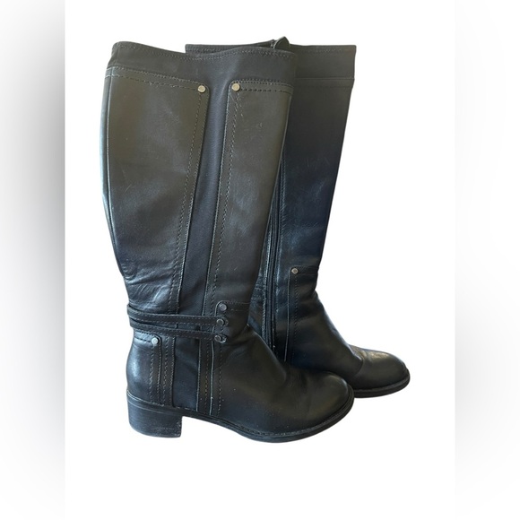 FRANCO SARTO Black Leather Candy 2 Tall Boots Wide Calf Women’s Sz 7.5m - Picture 1 of 12